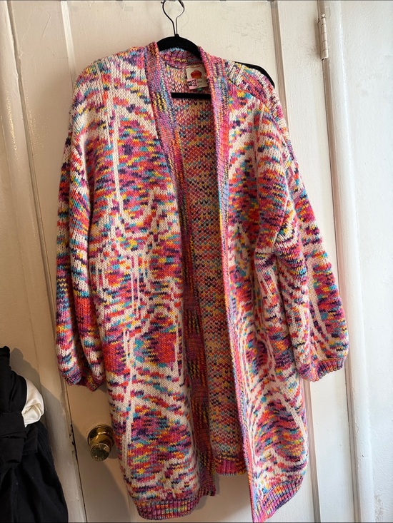 FARM Rio Sweaters - FARM Rio Multicolor Pink-Accent Open Cardigan